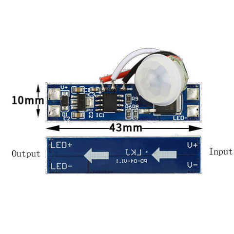 43*10*1.0Mm 8A Max Dc12V/24V ＜120° Sensor Light Motion Sensor Led Sensors For Lamps
