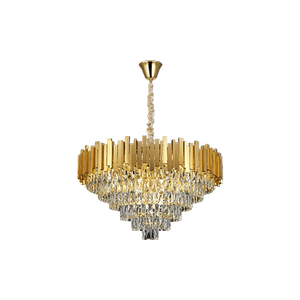 9303 High Quality Electroplated Iron LED Gold Crystal Chandelier Aluminium Outer Frame Oxidation 400Mm 600Mm 800Mm