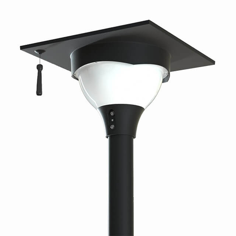 360° All-Round Dead-End Lighting Led Black Lamp Post With White Body Garden Light