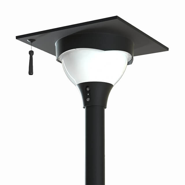 360° All-Round Dead-End Lighting Led Black Lamp Post With White Body Garden Light