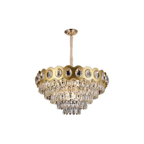 9300 Electroplated Iron LED Gold Modern Crystal Pendant Lamp E14 Head 500MM 750MM