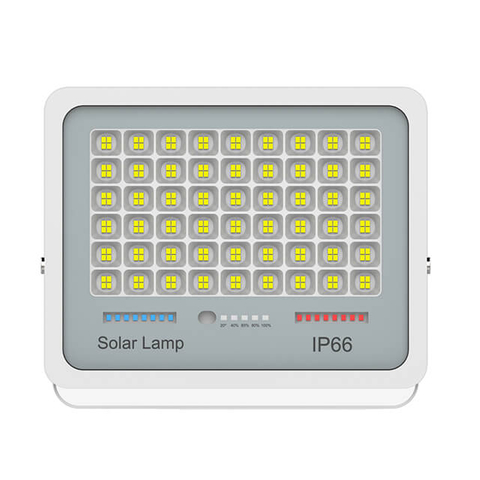 Modern White Led Solar Flood Lights Intelligent Remote Control + Light Control + 5 Level Electric Display + Flashing Made In China