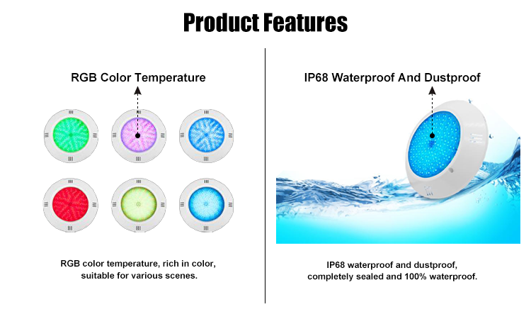 2. RGB colors to choose from, IP68 waterproof and dustproof, made in China, LED selling swimming pool decorative lights 18W 35W can choose white modern LED swimming pool lights with voltage of 12VAC
