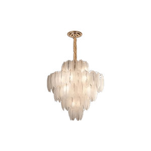 Electroplated Gold LED Feather Glass Chandelier E14 Head 450Mm 560Mm 800Mm