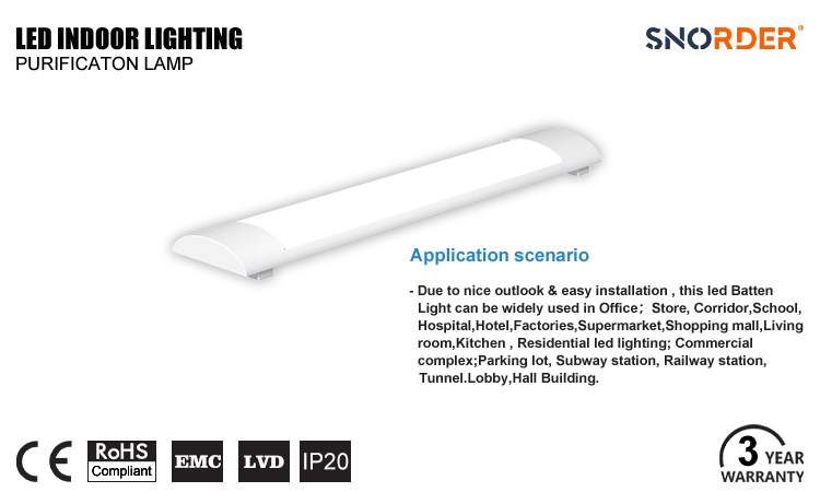 1. 3-year warranty wholesale LED best-selling purification lamp 30W 40W 50W 60W can choose IP20 indoor lighting, voltage 220-240VAC, lumen 3000Lm400Lm5000Lm600Lm can choose, 1.0mm aluminum shell+1.3mm PC cover
