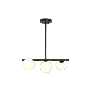 Milky Glass Black LED Round Modern Pendant Lamp E27 Lamp Head 3 Bulbs