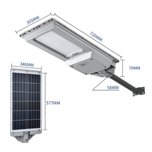 150W Light Control + Radar Sensor + Remote Control Led Integrated Solar Street Light 28W Polycrystalline High Efficiency Solar Panel