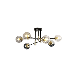 Iron Plated Copper Natural Led Black Chandelier 150 Round Teal Glass E27 Head