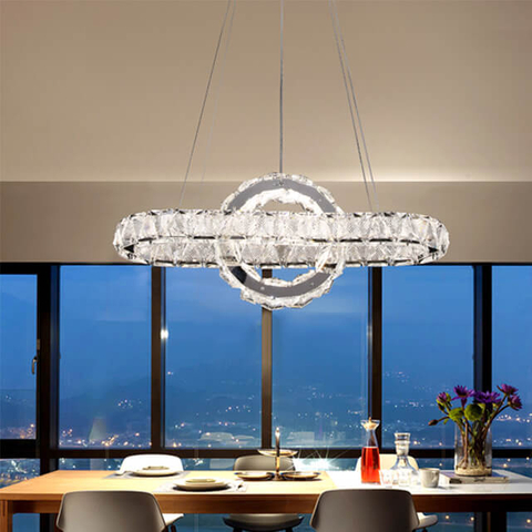 730+310+300Mm42+42W Two-Colour Light Source Stainless Steel + Crystal Modern Pendant Lights Luxury Crystal Chandelier Interior Ceilings