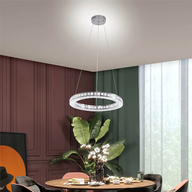 500Mm32+32W Two-Colour Light Source Stainless Steel + Crystal On Three Sides Indoor Living Room Pendant Modern Chandelier Interior Ceilings