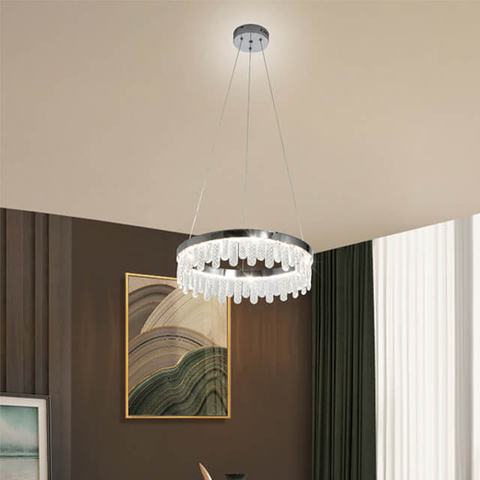 500Mm30+30W Two-Colour Light Source Stainless Steel + Crystal Chandeliers Pendant Lights Luxury Interior Ceilings