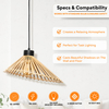Large Rattan Hanging Pendant Light, Boho Light Fixtures Ceiling, Bohemian Woven Rattan Farmhouse Chandelier Light for Kitchen, Living Room, Dining Room, Bedroom 