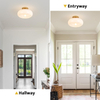  Mid-Century Modern Gold Semi Flush Mount Ceiling Light, Kitchen Ceiling Light Fixture with Glass Shade, Vintage White Close to Ceiling Lamp for Entryway Hallway Bathroom 