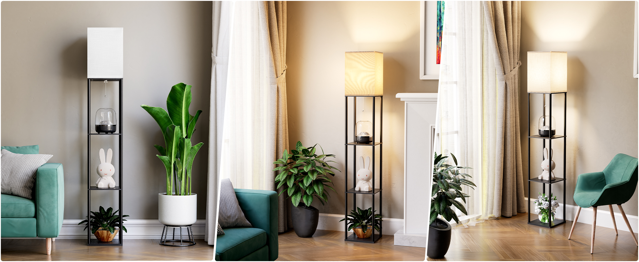 Floor Lamp with Shelves for Living Room (4)