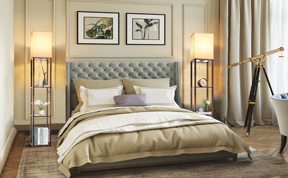 Floor Lamp with Shelves for Living Room (5)