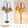 Rattan Floor Lamp, 68in. Boho Floor Lamps with Natural Shade, 3-Light Tree Lamp for Coastal, Beach or Bohemian Style Decor, E26 Socket, On/Off Footswitch Lamp for Living room, Bedroom (Bohemian-Black)