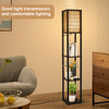Floor Lamp with Shelves, Corner Floor Lamps for Living Room, Boho Floor Lamp with LED Bulb & Double Shades, Rattan Standing Lamp for Bedroom Office, Shelf Tall Lamp for Storage Display, Home Decor 