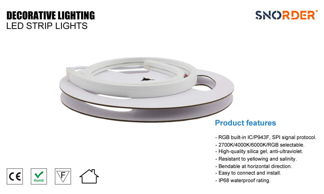 1. 14W wholesale LED outdoor light strip 2700K 4000K 6000K RGB IP68 waterproof and dustproof 5m each roll of shearable light strip CRI90