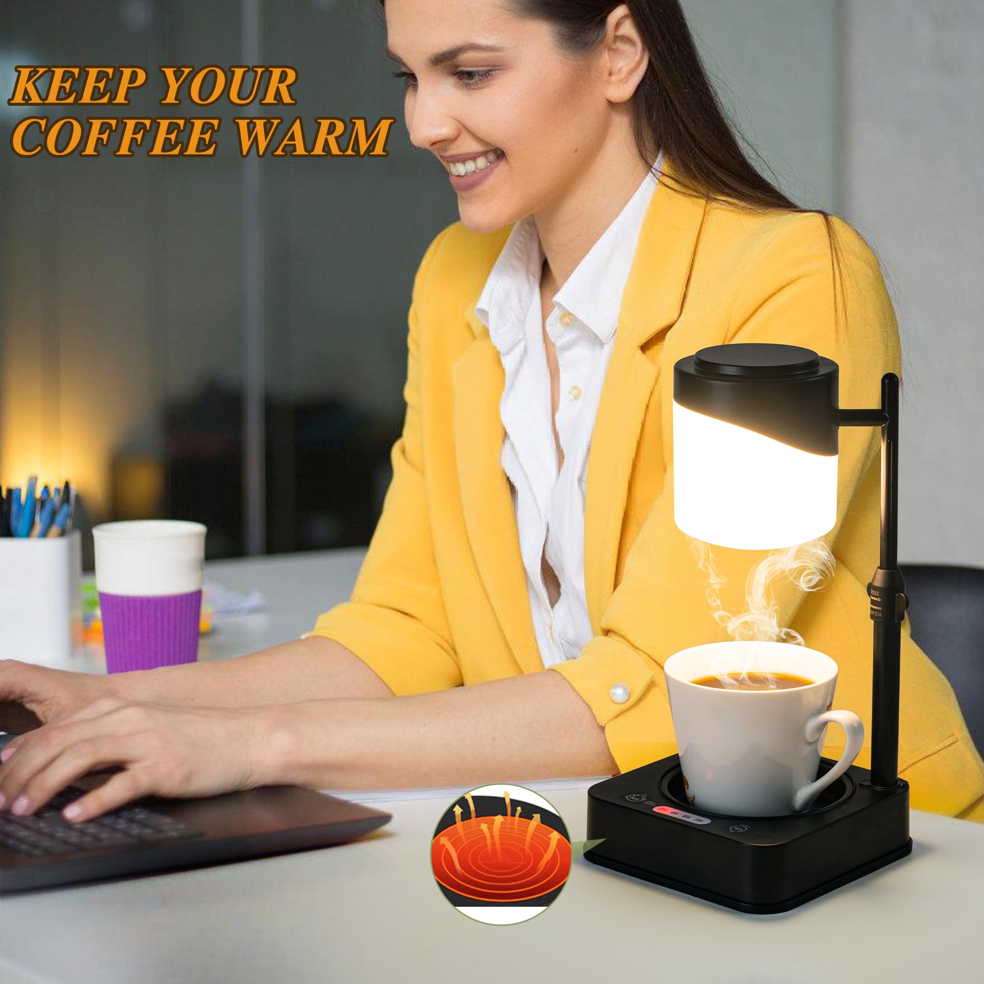 Candle Warmer Lamp with Timer, Dimmable Electric Candle Lamp Warmer Adjustable Height Candle Warmer Lamp, Polyethylene Wax Warmer for Scented Wax 
