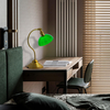 Cordless LED Table Lamp, Battery-Operated, Rechargeable, 3-Level Dimming, Universal USB-C Charging, 180° Swivel Head, Classic Glass Shade, Antique Brass 