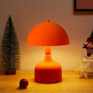Mushroom Lamp Bedside Table Lamp,Flocking Table Lamp,Aesthetic Modern Lighting for Bedroom Retro Living Room Decor,Button Control Table Lamp for Birthday Christmas Gifts（Orange） ﻿ 