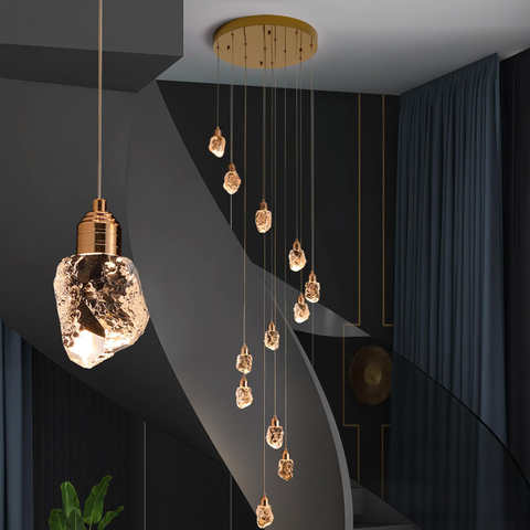 High Ceiling Chandelier - Staircase Chandelier Offers Dimmable Brightness and 3 Light Options, Ideal Long Chandelier for Transforming Your Stairwell, Foyer, Entryway, and Living Room 