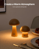 Wood Mushroom Lamp, LED Touch Bedside Mushroom Light, Portable Cordless Battery Lamp for Bedroom/Christmas