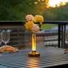 Gold Flower Lamp, Rechargeable Cordless Dining Table Lamp, 2 Color Stepless Dimming Touch Lamp, Battery Vase Lamp for Home/Dinner (Flower Not Included) 