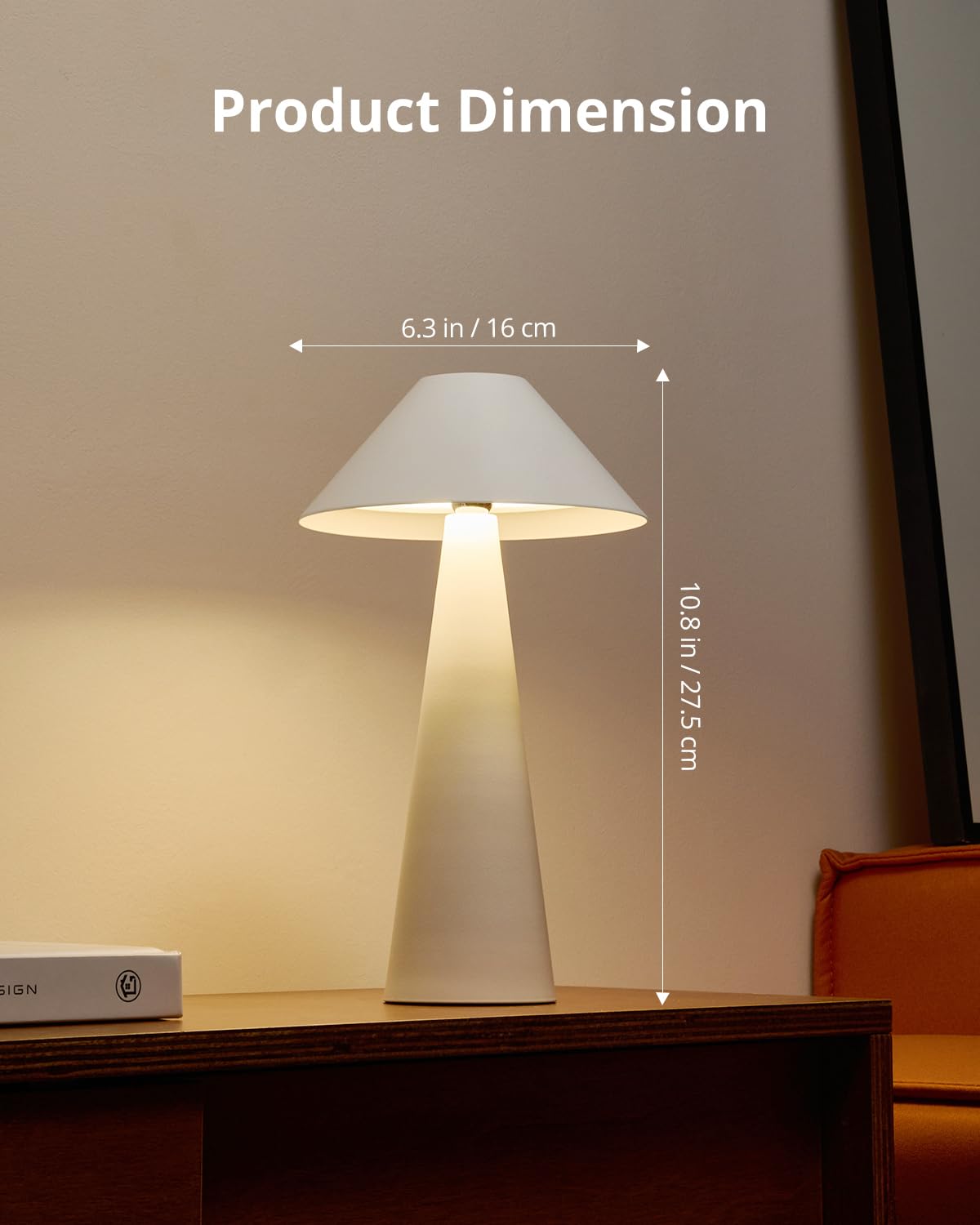 Magnetic Cordless Table Lamp, Rechargeable LED Lamp with Rotatable Shade, 3-Color Dimming for Home Use 