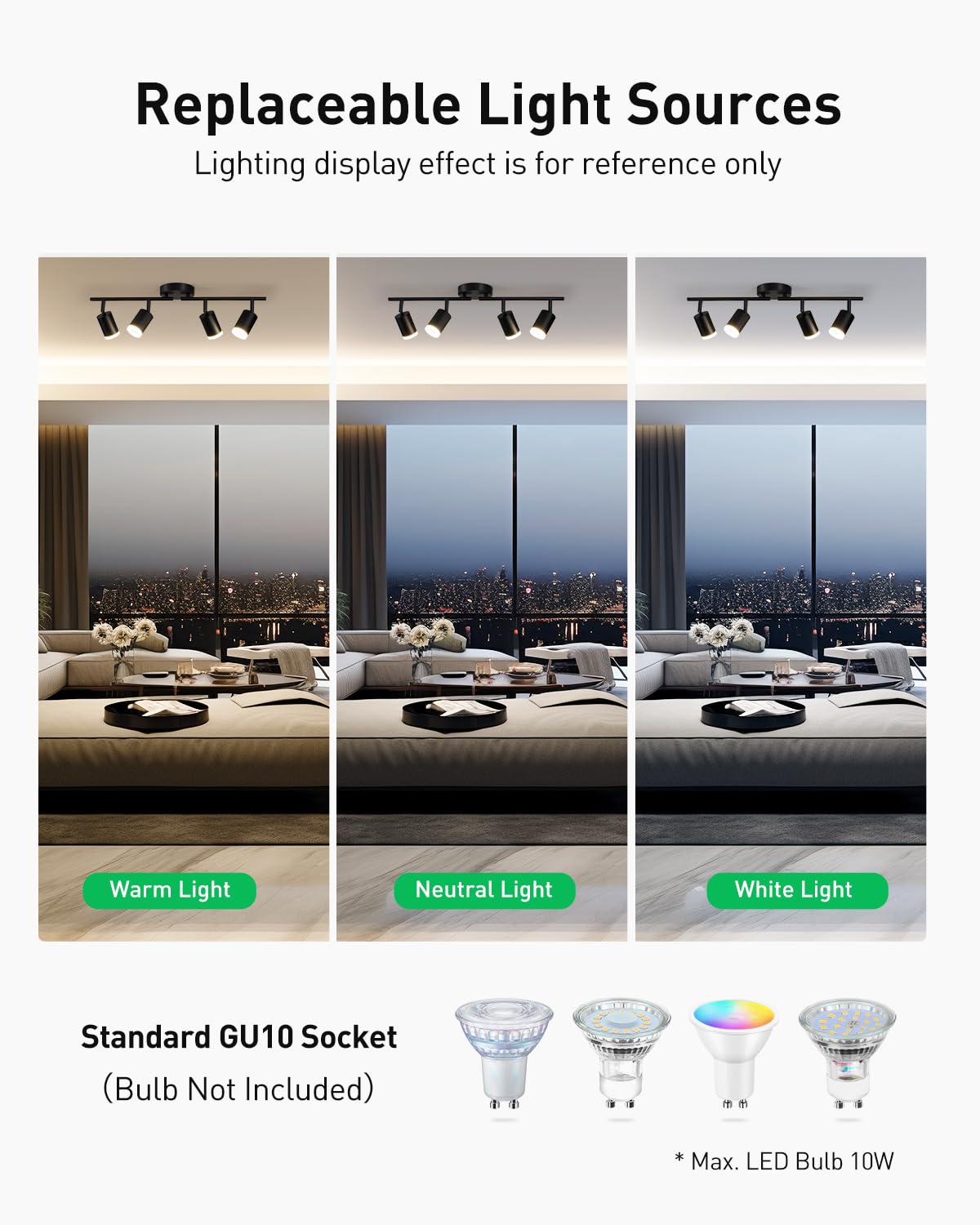 Flexible Led Track Lighting, 4-Light Black Track Lighting Fixtures Ceiling, Ceiling Spotlight with Foldable Light Arms for Kitchen, Closet, Bedroom(GU10 Socket, Bulbs Not Included) 