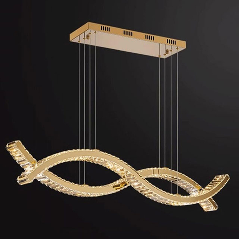 950Mm60+60W Two-Colour Light Source Stainless Steel + Crystal Decorative Lighting Chandeliers & Pendant Lights Interior Ceilings