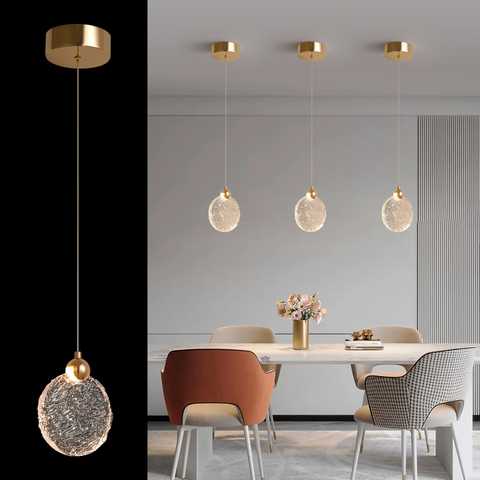 Crystal Pendant Lights for Kitchen Island, Gold Pendant Lights Kitchen Island with 3-Color Lights, Island Lights for Kitchen, Kitchen Island, Dining Room, Bedrooms 