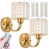 Wall Sconces Battery Operated Wall Lights Set Of Two, Wireless Rechargeable Wall Sconces With 10000mAh RGB Light Bulb, Crystal Wall Sconce With Remote Control For Bedroom
