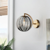Vintage Glass Wall Sconce Brushed Gold Wall Sconces Mid Century Modern Globe Vanity Light Round Wall Mounted Light Fixture for Bedroom Bathroom Hallway 
