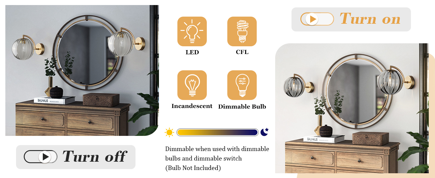 Glass Wall Sconces Brushed Brass Wall Sconce Light (7)