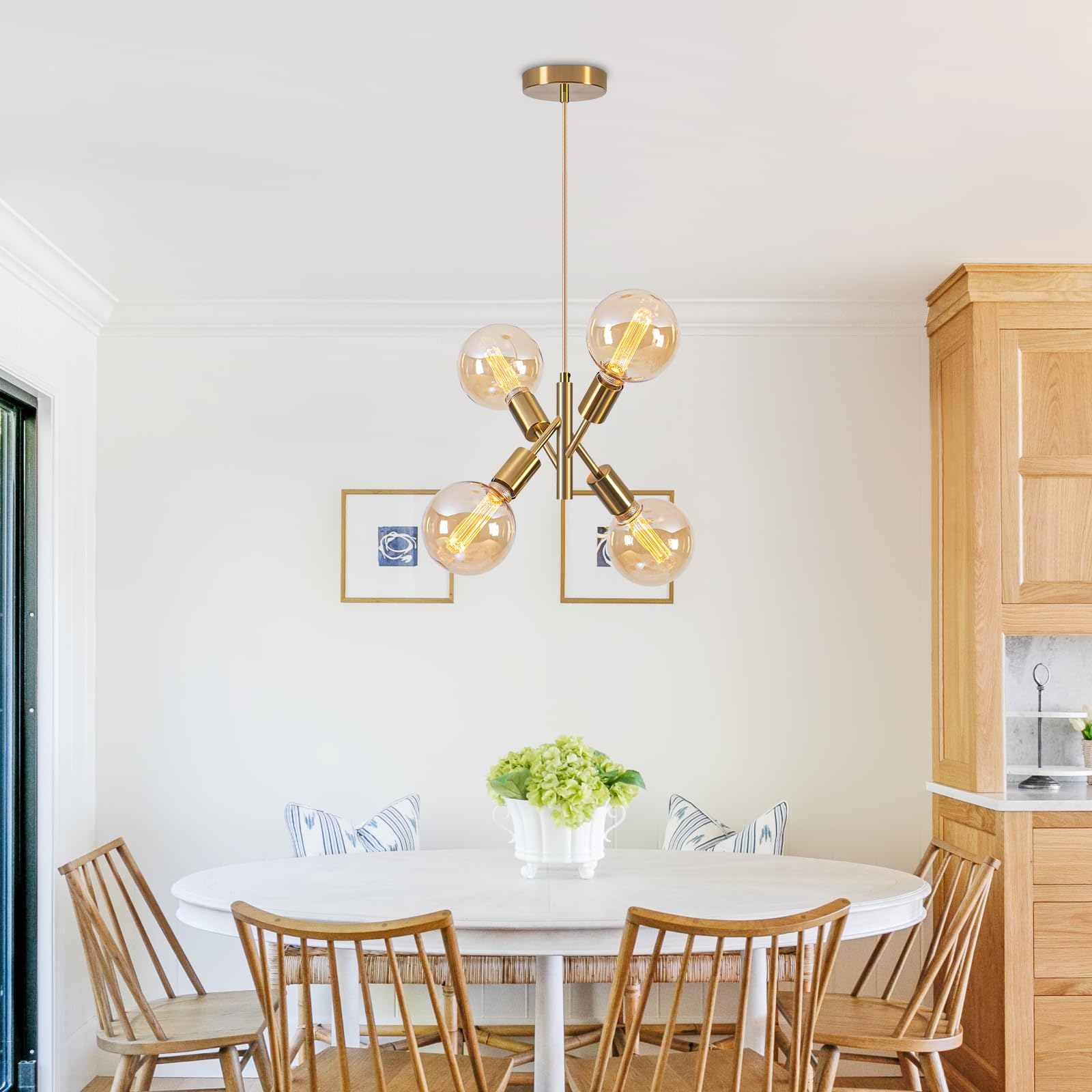 4-Lights Gold Pendant Light Fixture Dining Room Light Fixture Over Table Mid Century Modern Chandelier Gold Sputnik Chandelier for Dining Room Living Room, Bedroom, Kitchen Visit the illus illuminatio