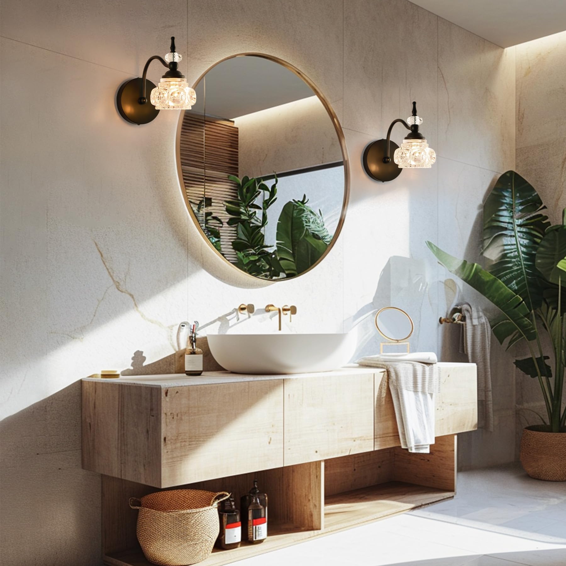  Bathroom Vanity Light Fixture, Bathroom Lights Over Mirror Black Vanity Lights, Modern Vintage Wall Lights for Bathroom Bedroom Hallway Entryway Living Room Corridor