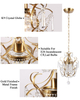 Small Crystal Chandelier, Mini Elegant Crystal Chandelier Light Fixture, 1-Light Pendant Light Fixture, Adjustable Hanging Lighting for Entryway, Bedroom, Girls Room, Kitchen Island