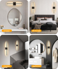 Battery Operated Wall Sconces with Remote Control,Wall Sconces Set of Two,3000K-6000K LED Wireless Wall Light for Bedroom, Hallway, Background Wall, 350°Rotate,28.3 Inch