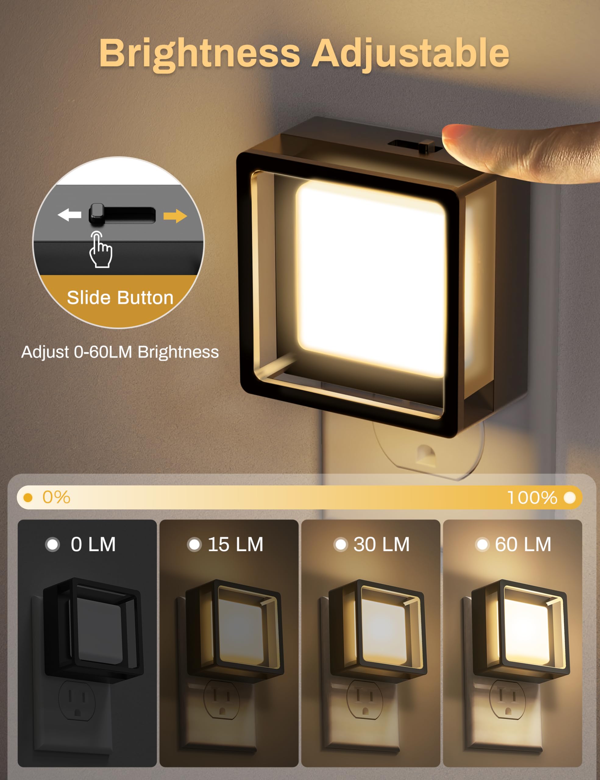Night Light, Night Lights Plug Into Wall, Night Light, Dusk to Dawn Sensor, LED Night Light Adjustable Brightness, Bedroom, Bathroom, Hallway, Stairs, Halloween, Party