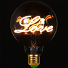 Love Edison Bulb, Vintage Globe Light Bulb, Decoration Love Light Amber Bulb E27 Base 4W(40W Equivalent)- G125 Filament Bulb 1800-2400K Warm White for Indoor & Outdoor