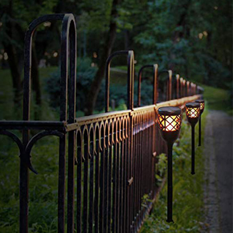 Solar Lights Outdoor Garden Pathway Solar Powered Yard Lights for Walkway Sidewalk USB chargeable Flame Light With Montion Sensor