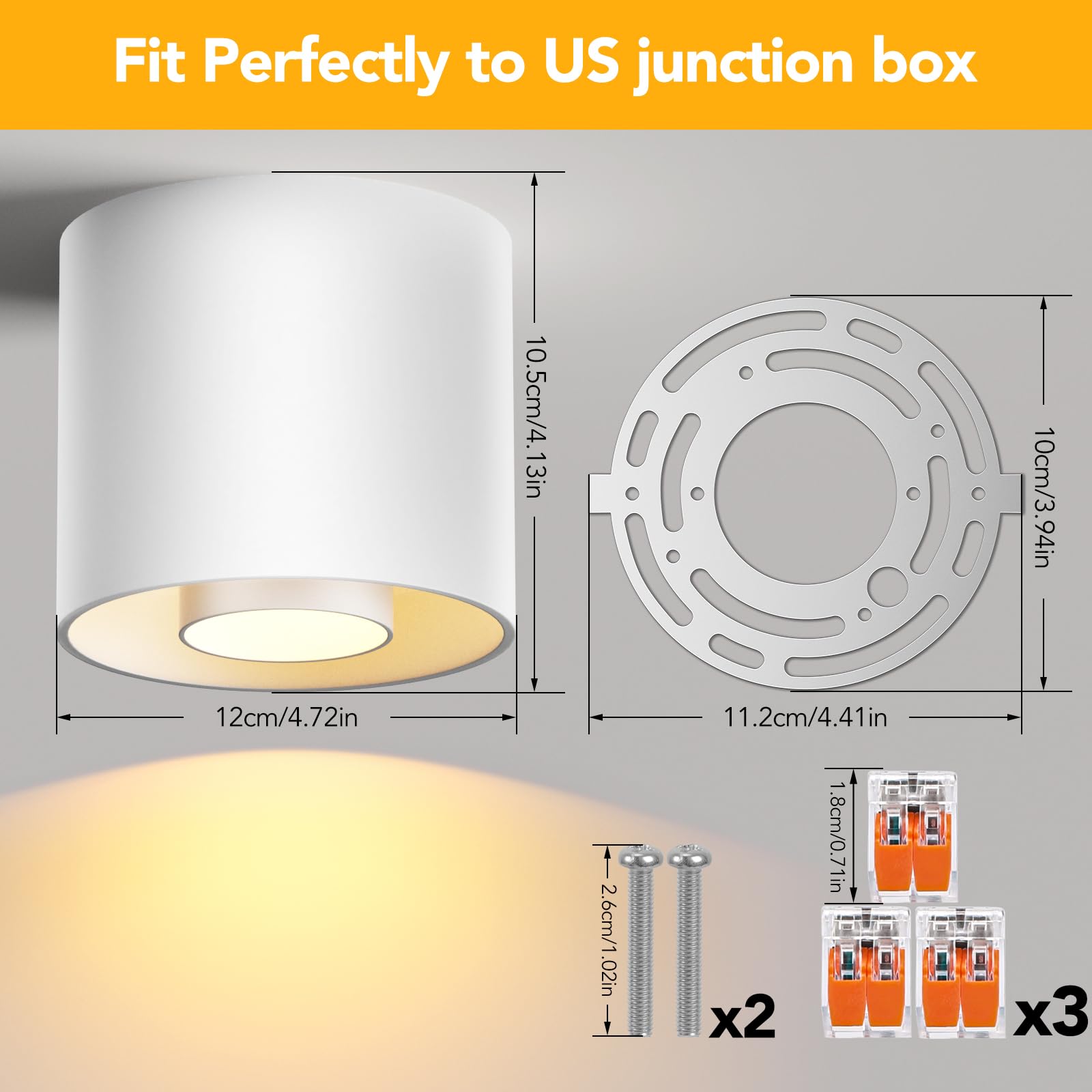 3-Color&Watt Zoomable Ceiling Spotlight Fixtures, Flush Mount Ceiling Light Fixture Dimmable LED Ceiling Spot Lights Indoor, 4.72