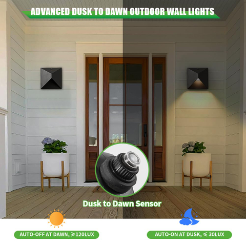 Outdoor Light Fixtures Wall Mount Dusk to Dawn, Porch Lights with 3 Lighting Mode(3000K/4000K/5000K), Waterproof Exterior Outdoor Wall Lights for House Front Door Patio Garage(Black) 