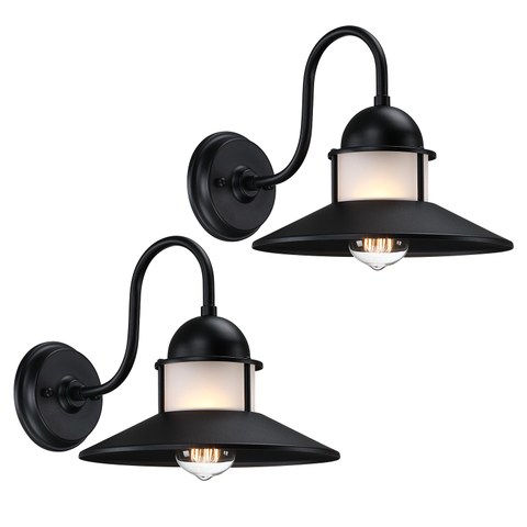 Outdoor Wall Light Fixtures Matte Black Wall Sconces, Farmhouse Barn Lights, E26 Bulb Base, Anti-Rust Waterproof Outdoor Wall Lantern Porch Lights for Entryway, Patio, Garage 