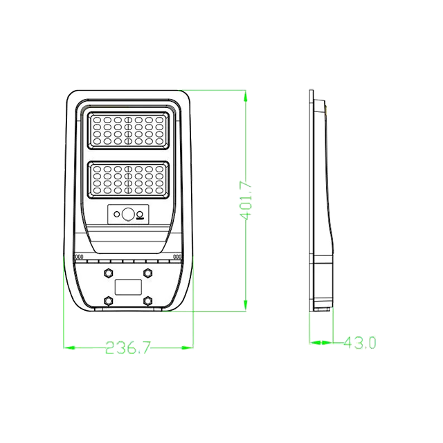 Made in China 50W Integrated Solar Black Street Light 800lm Solar Panel 5V5W Monocrystalline Silicon