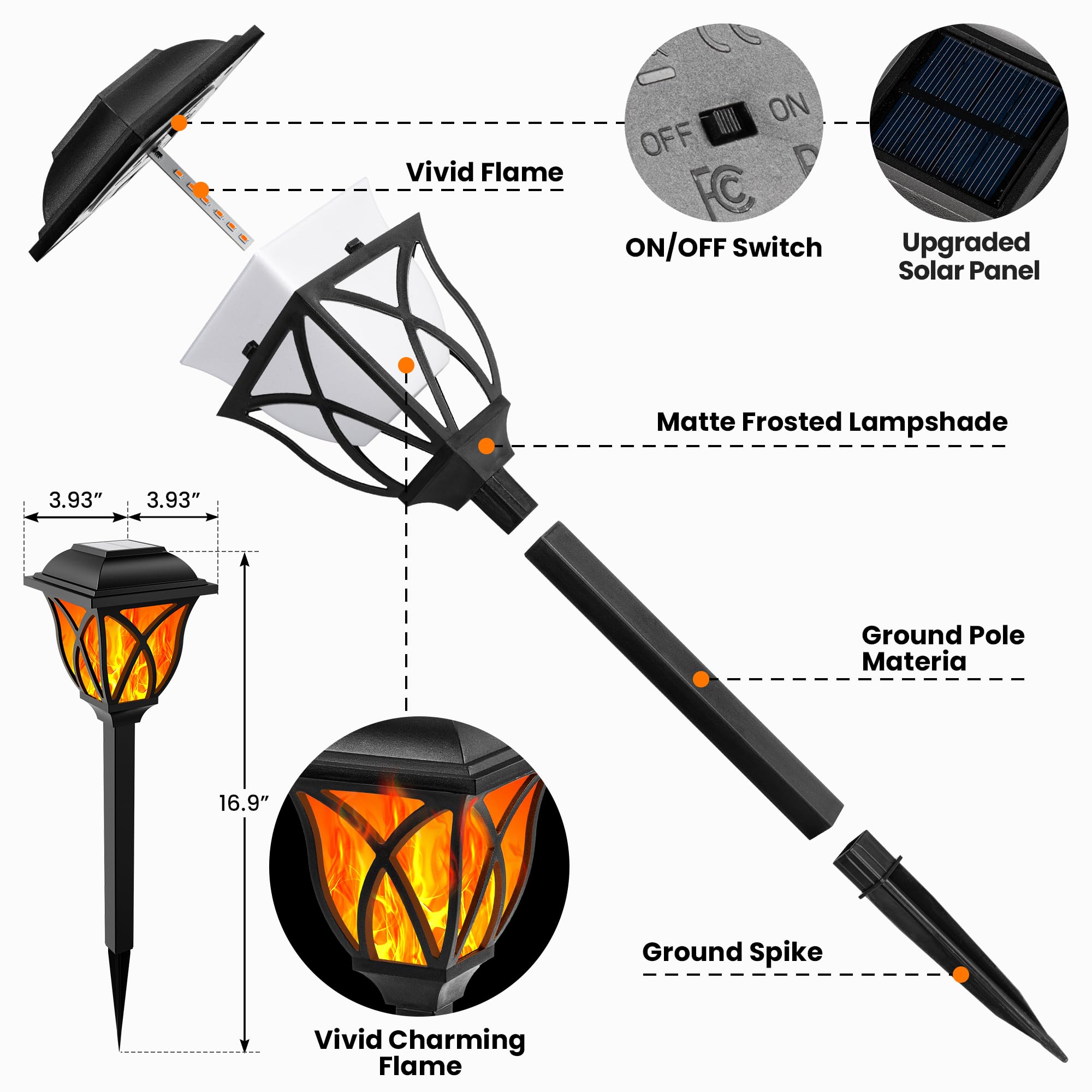 Solar Lights Outdoor Garden Decor Solar Torch Lights Solar Lights Outdoor Waterproof Flickering Flame LED Lights Outdoor Decor for Porch, Garden, Camp, Path, Yard, Patio, Balcony 