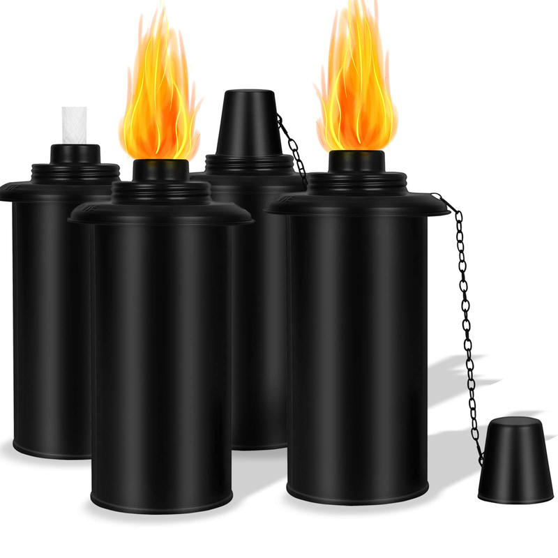  16oz Torch Canisters, Replacement Torch Refillable Canisters with Wicks and Caps, Metal Decorative Tabletop Lantern for Garden,Patio 