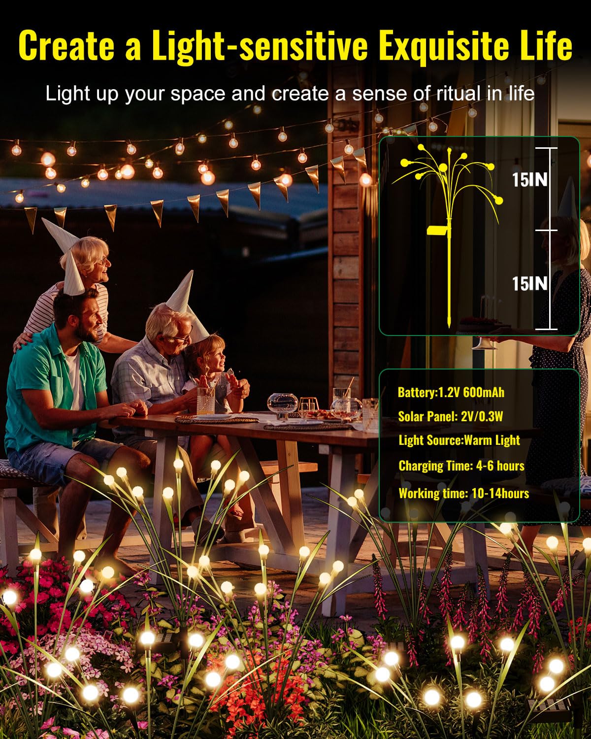 4 Pack Solar Garden Lights,2 Lighting Modes Waterproof Firefly Lights with Artificial Green Leaves & Branches,32 LED Big Bulb Solar Lights Outdoor Swaying Light for Yard Patio Pathway Decor