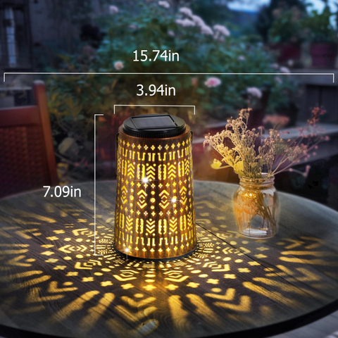 Solar Lanterns Outdoor Waterproof, Hanging Solar Lights for Outside, Moroccan Garden Decor, Christmas Gifts for Women Mom Grandma, Metal LED Lantern for Yard, Patio, Backyard, Porch 